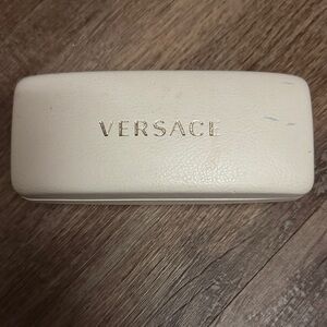 Versace Ivory Eyeglass Case with Gold Logo